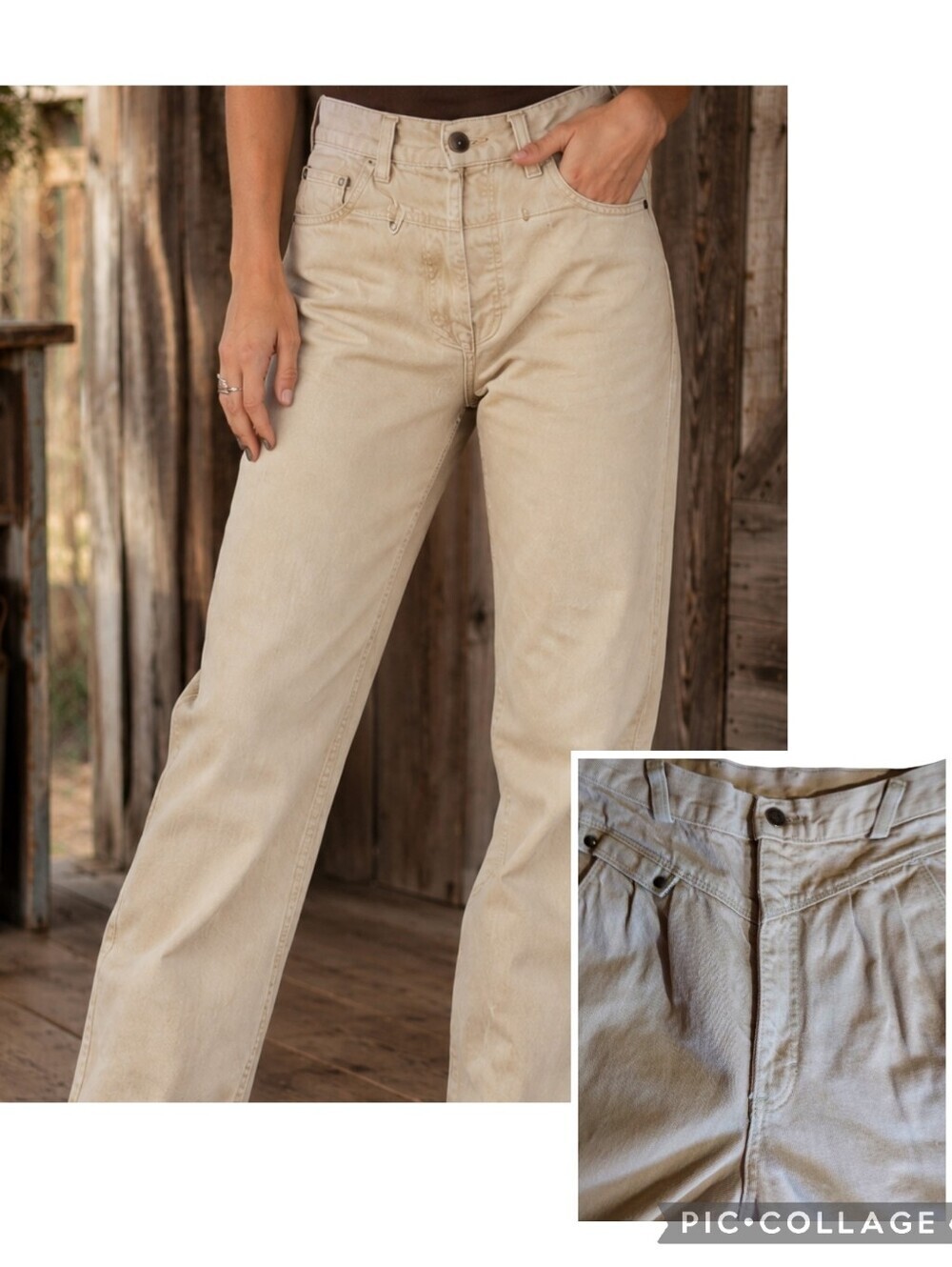 Vintage 1980s Rocky Mountain Tan Western High Rise Jeans 24x36 Ranchwear